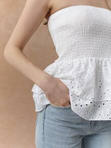 Écloséra Parte superior tubo tipo babydoll con espalda de tirantes en estilo patchwork para vacaciones
