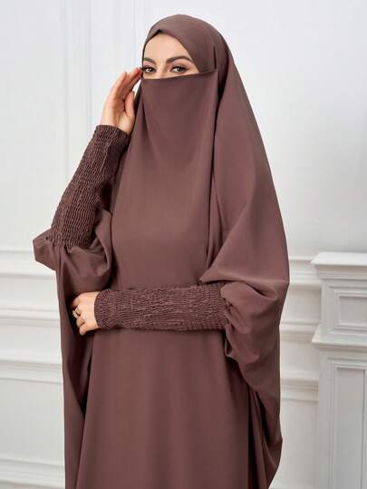 Al Najma 女士纯色蝙蝠袖宽松连帽长裙女士连衣裙女士优雅连衣裙女士连衣裙优雅长袍女士连衣裙女士连衣裙，端庄