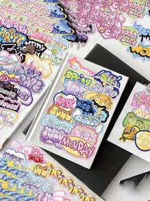 50 miếng dán hình vẽ nguệch ngoạc kiểu Anh, đồ dùng làm sổ lưu niệm, nhãn dán vui nhộn, nhãn dán laptop, nhãn dán điện thoại Kindle. - Nhiều màu - Xem 5