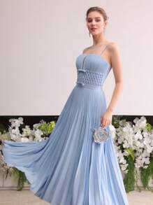 MOTF Soiréza PLEATED ZIPPER CAMI COCKTAIL DRESS - Blue - View 3