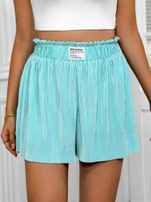 Chiquease Shorts Estilo Minimalista Casual Feminino, Adequado para o Verão - Azul bebê - Visão 5