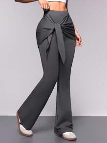 SHEIN Sport Gameset Solid Color Lace-Up Casual Comfortable Sport Pants
