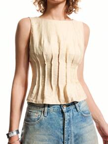 LYSMO 2025 Neuankömmling Sommer Ärmellose Bluse - Khaki - Übersicht 4