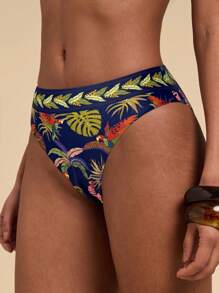 Travachic Women's Summer Beach Tropical Plant Print Bikini Bottom
