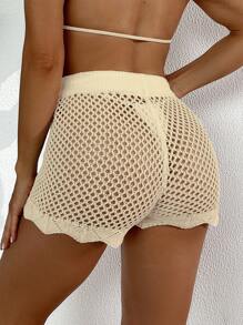 SHEIN Swim Abito copricostume estivo da donna in maglia e con shorts, decorato con ciliegie e con lavorazione traforata