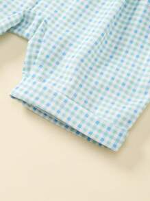 SHEIN 2pcs Set Toddler Boys Retro Plaid Round Neck Pullover Sweatshirt And Shorts, Comfortable And Cute, Spring/Summer