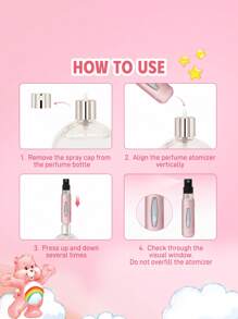 SHEIN X Care Bears 1 个 5ml/0.2oz 卡通睡前熊、欢乐熊、趣味熊、温柔熊印花喷雾瓶，底部可填充液体，可用于盛放香水、护肤水和其他液体产品，小巧的瓶身便于携带