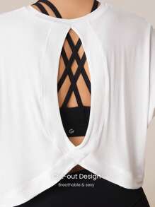 GLOWMODE Modal Oversized Short Sleeve Tee With Keyhole Back Low Impact Yoga Daily Casual