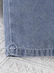 2pcs/Set Girls Butterfly Print Short Sleeve T-Shirt & Ruffle Trim Denim Jeans, Suitable For Daily Wear In Summer