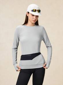 OutZeal SunProof UPF50+ Sun Protection Ruched Back Design Long Sleeve Tee Women Workout Top - Grey - View 7