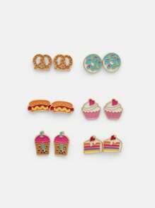 SHEIN 6 Pairs Desert Accent Stud Earrings Set For Teens - one-size - View 2