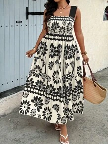 Sunserae Vestido de verano de talla grande, sencillo y a la moda, con estampado