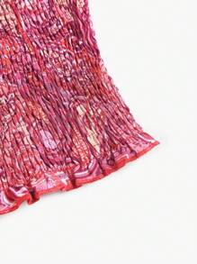 Sweetra Leopard Print Embroidered Tube Top And Layered Skirt Woven Two Pieces Set Y2K Outfit - Red - View 4