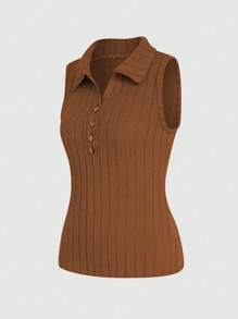 SHEIN Unity Casual Versatile Minimalist Solid Color Front Button Camisole - Multicolor - View 3