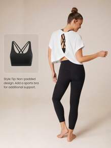 GLOWMODE Modal Oversized Short Sleeve Tee With Keyhole Back Low Impact Yoga Daily Casual