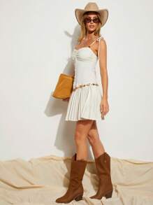 COSMINA Vestido mini de tirantes finos de unicolor para mujer, simple y de moda para el verano