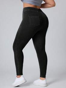 Flexra Plus Size Stretch Slim Fit Stretchy Knit Casual Jeans - Black - View 2