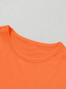 SHEIN Young Boy Funny Cool Sunglasses 3D Fish Graphic Casual Street Style Printed Comfortable T-Shirt, Suitable For Summer Outdoor Sports - Orange - View 3