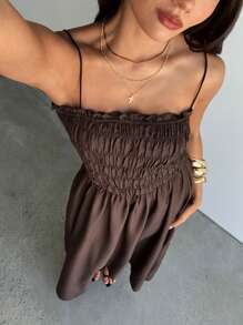 Aloruh Coffee Color Tube Tube Top Dress Modest,Graduation,Graduation Dresses For Women,Back To School Dress,Casual Long Dresses,Summer Vacation Outfits,Elegant Dresses For Women,Weddings & Events,Old Money Style,Simple Dress - Coffee - View 9