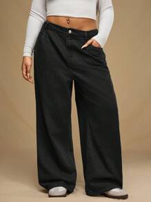 Forever 21 Vaqueros informales y holgados de pierna acampanada talla grande