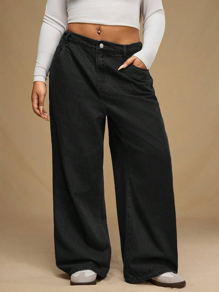Forever 21 Vaqueros informales y holgados de pierna acampanada talla grande