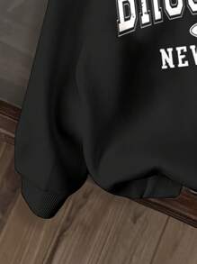 SHEIN Baby Boy Soft Knit Hooded Pullover Sweatshirt, Thicker, Suitable For Autumn - Black - View 5