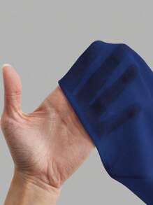 SHEIN Unity Women Front Tie Mid-Length Sleeve Simple Cropped Top, Solid Color Women Shirt - Royal Blue - View 5