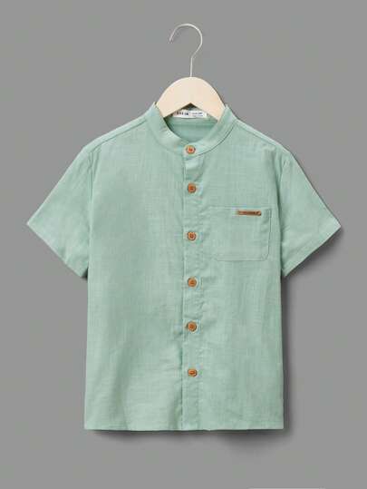 SHEIN Boys' Casual Loose Comfortable Short Sleeve Shirt