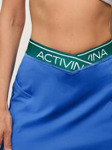 Activina Tennis Overlapping Print Waistband Sports Skirt & Skort - Blue - View 6
