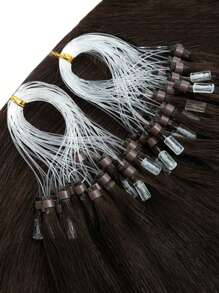 Extensiones de cabello humano con microenlaces, cabello brasileño Remy con microanillos invisible con precarga, 40-50G - S2 - Ver 4