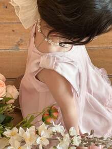 Dazy Kids Young Girl Round Neck Sleeveless Ruched Casual Dress,Back To School Clothes