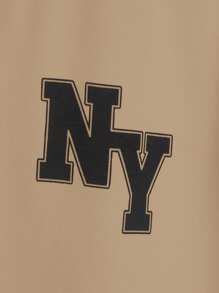 SHEIN Tween Boys Letter Print Casual T-Shirt & Shorts Set, Suitable For Summer - Khaki - View 5