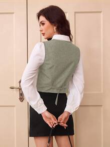 Vintamour Vintage Elegant Ladies Lightweight Blazer Vest, V-Neck Sleeveless, Business Casual Homecoming Christmas Vest Top Fall Clothes