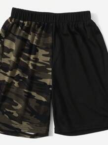 SHEIN Tween Boy Camo Patchwork T-Shirt And Shorts Set, Suitable For Summer - Multicolor - View 4