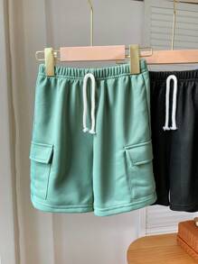 SHEIN 3入組少年休閒運動風寬鬆款針織彈性腰短褲，夏季必備 - 彩色 - 查看 4