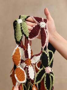 Anewsta 大码时尚性感镂空钩针针织毛衣套头衫秋冬款 - 黑色 - 查看 7