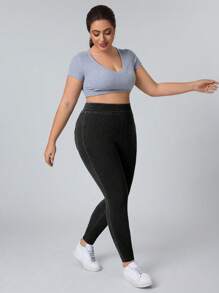 Flexra Plus Size Stretch Slim Fit Stretchy Knit Casual Jeans - Black - View 5