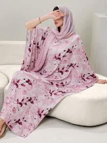 Al Najma Women's Turkish Long Dress & Arabic Traditional Long Robe Kaftan Jalabiya Dress - Pink - View 8