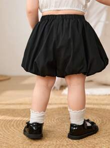 Cozy Pixies Shorts décontractés pour bébé fille avec nœud 3D décoratif et taille élastique - Noir - Voir 2