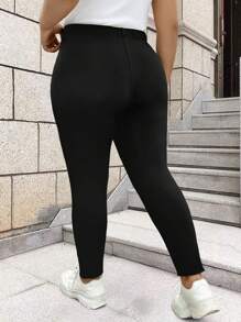 Calvaya Plus Size Fashion Elegant Slimming Sexy Mesh Distressed Leggings, Hot Taper Pants - Black - View 2