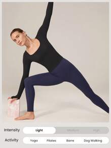GLOWMODE FeatherFit™ Maglietta a maniche lunghe scollo tondo senza impatto con taschine estraibili, pratica per lo yoga e l'uso quotidiano