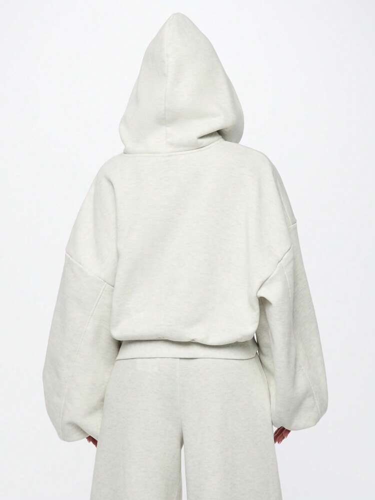 SUMWON WOMEN Oversized Cropped Athleisure Hoodie Pullover