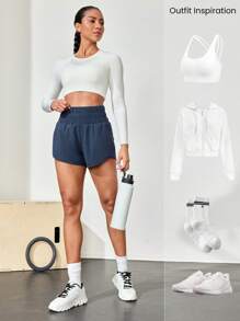 GLOWMODE VitalSwift Ultra High-Rise Elastyczna talia Wentylowane plecy Regulowane ściągacze sportowe ze wbudowanymi spodenkami Średnio intensywne bieganie Jogging Trening Siłownia Ćwiczenia
