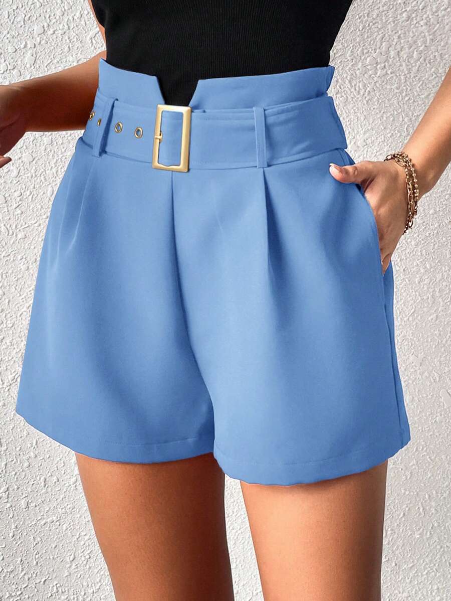 Firerie Femmes Short taille haute unicolore, casual/bureau