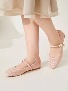 CUCCOO CHICEST Women's Soft Suede Lace-Up Mary Jane Flat Shoes, Round Metal Buckle Design, Elegant Casual Office School Party Ballerina Flats, Pink Spring Shoes Spring Break Easter - Pink - View 11