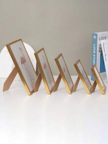 SHEIN 1pc Golden Wpc Minimalist Style Picture Frame Including Photo Paper, Can Be Hung On The Wall Or Placed On The Table, Suitable For Home, Bedroom, Dining Room, Living Room Decor Valentine DAY, Valentines Wedding, Birthday