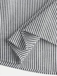 SHEIN Tween Girls Spring/Summer Striped Print Slant Pocket Tube Longline Dress - Black and White - View 4