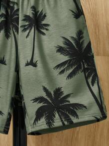 SHEIN Tween Boy's Casual Comfortable Printed Knit Two Piece Set