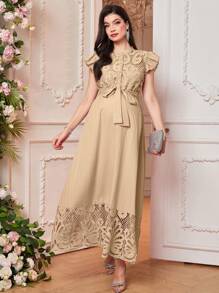 SHEIN Maternity Simple & Fashionable Dress, Suitable For Summer - Apricot - View 1
