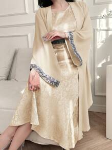 DAZY 2 Pieces Set : Sleeveless Patchwork Shirt Dress & Shirt For Women